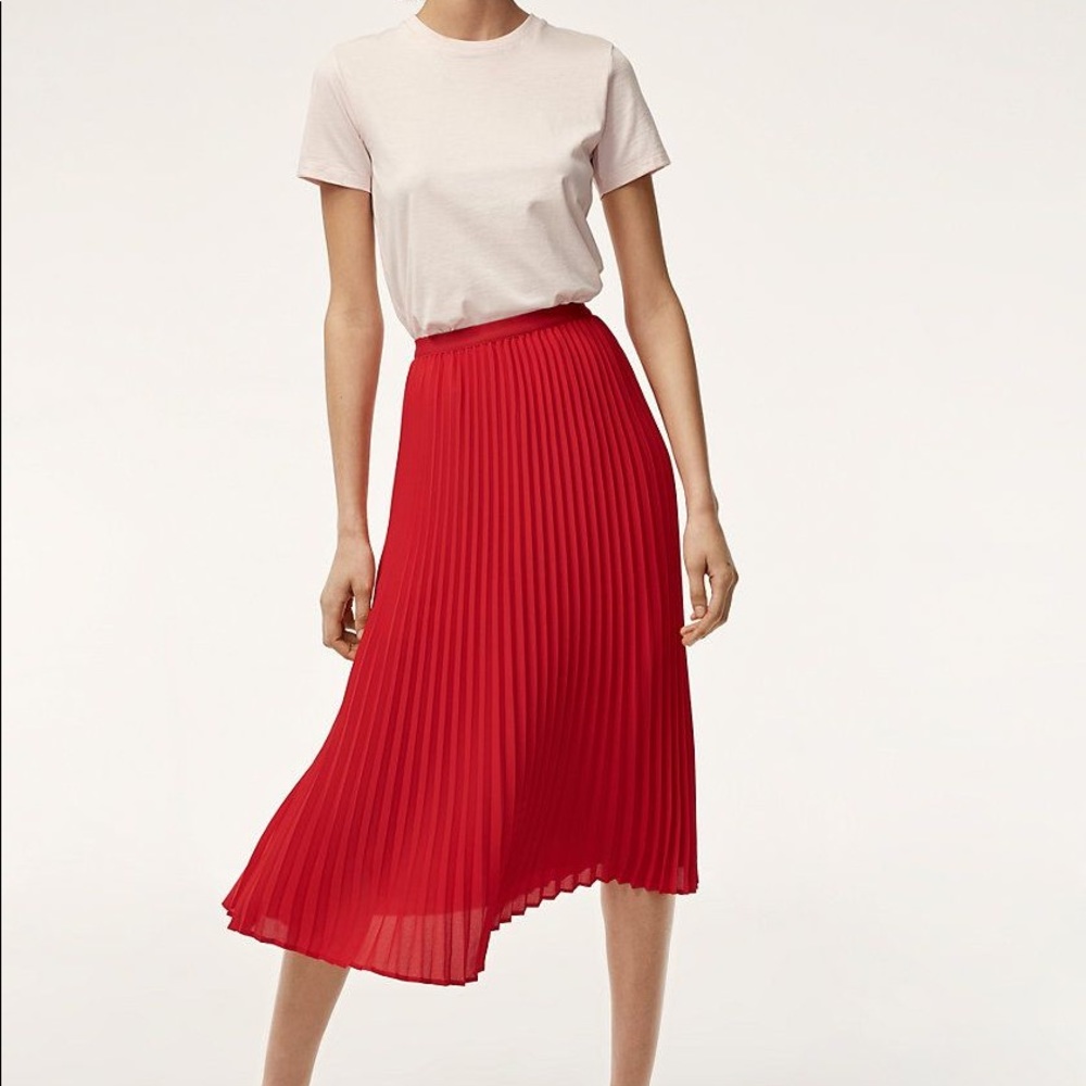 Aritzia babaton red pleated midi skirt